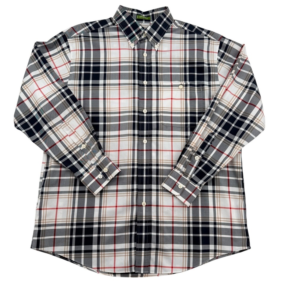 Orvis Sporting Traditions Plaid Button Down Shirt Cotton Long Sleeve Mens Large